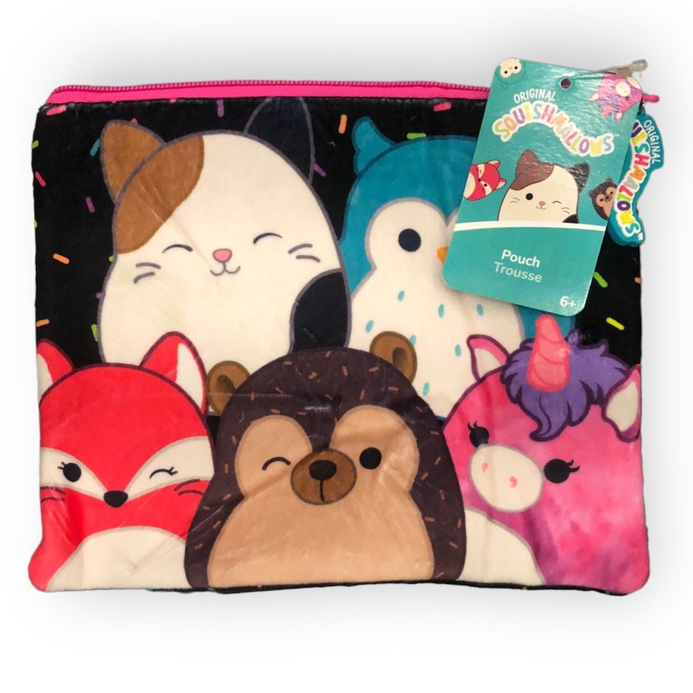 NEW - Squishmallows Plush Pencil or Phone Pouch - Character Collage Soft Fleece